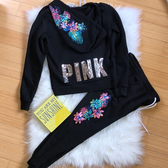 Details about / 1}-VICTORIA/'S SECRET PINK Spring Break Tropical Perfect Zip Hoodie {L} BNIP CUTE